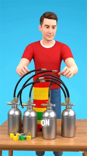 Lego Air Engine Car 🚗🔥 | Compressed Air Powered Car Experiment 😱 #shorts #automobile