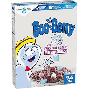 Boo Berry Cereal with Monster Marshmallows, Kids Breakfast Cereal, Halloween Limited Edition, 9.6 oz