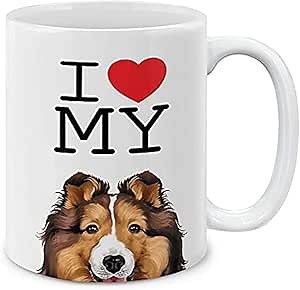 MUGBREW I Love My Sable Sheltie Shetland Sheep Dog Ceramic Coffee Mug Tea Cup, 11 OZ