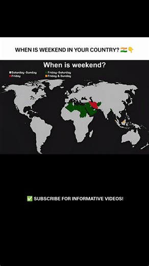 Weekend means different things around the world 🌍 #map #worldgeography #ytshorts #creatorcollective