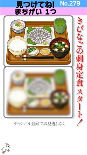 【間違いは1つ！279】きびなごの刺身定食｜違いを見抜け！👀｜No.279 #間違い探し #脳トレ