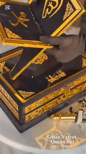 Idara-e-Islamiat | Est. 1948 on Instagram: "Get the best Gift for your Friend , Mother ,Daughter , Sister , Mother , Wife and Husband ! Presenting the first of its kind Black ZIWAJ Quran Set: Having multiple features with multiple accessories ♥Its an Acrylic Glass walled Box , when you open it you can read our beautiful 16 Line Colored Quran which is full of classic Perfume, every page is filled with it. ♥This unique design is also a standing Rahal , a beautiful matching counter Tasbeeh , a High