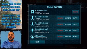 Cloud Saves and Save Backups are now available in the game. Use this feature to continue your Single Player game on another device, or restore a previous save if that Giga Hunt didn't go so well. | ARK: Survival Evolved - iOS & Android