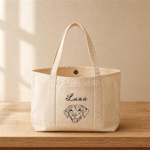 80 Embroidery Dog Designs - Embroidered Dog Tote Bag With Name, Labrador Mom Gift - Etsy