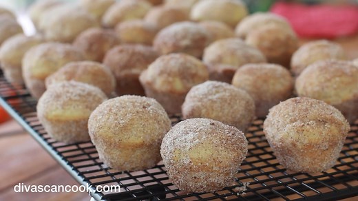 Mini Cinnamon Sugar Donut Muffins!! 😍 Recipe: https://divascancook.com/mini-cinnamon-sugar-doughnut-muffins-recipe/ | Divas Can Cook