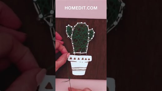 Nail string art cactus masterpiece #stringart