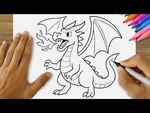 How to Draw a Cute Dragon Easy | Step by Step Simple Dragon Drawing Tutorial 🐉✨