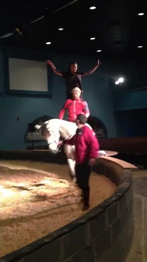 Nadya Vasina rehearsal on horse - new show, Funny!