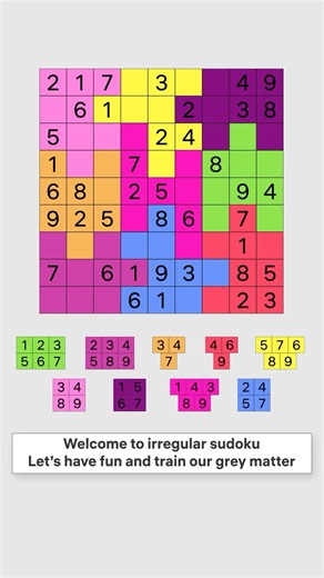 1.4K views | Learn how to play irregular sudoku #sudoku #sudokucom #numbers #number #numberpuzzle #relaxing #relaxing #game #app #puzzle #mobilegame | Sudoku.com | Facebook