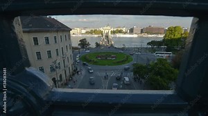 Time lapse of the roundabout and Chain Bridge on the Buda side of Budapest
