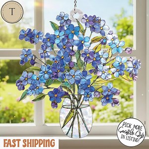 Forget Me Not Bouquet Acrylic Suncatcher , Acrylic Window Hangings, Lilac Lover Gift, Housewarming Gifts, Farmhouse Decor - Etsy