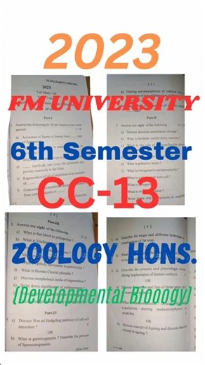 +3 6th Semester CC-13 Developmental Biology ZOOLOGY Hons. 2023 PYQ
