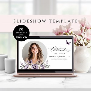 Funeral Slideshow Template for Women, Celebrating the Life of Presentation Photo and Video, Memorial Service Tribute, Purple, Butterfly, PB1 - Etsy