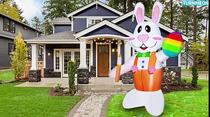 6 FT Height Easter Inflatable Decoration Bunny Easter Egg Painter Easter Decorations Outdoor Inflatable Built in LED Lights Holiday Bunny Blow Up for Easter Party Yard Lawn Garden Decor