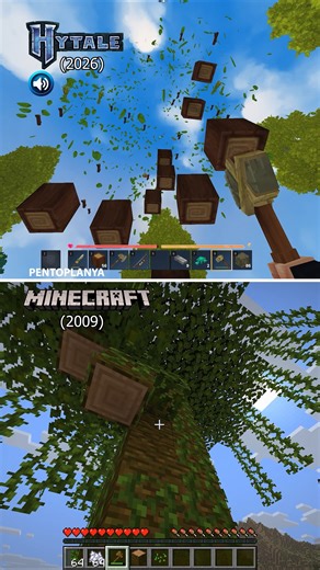 Tree Cutting Comparison | Minecraft vs Hytale #minecraft #hytale | Pentoplanya