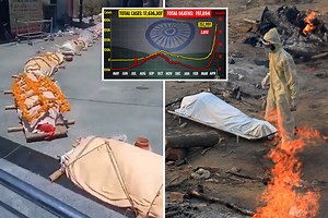 Harrowing clip shows Covid corpses lined up for cremation in India