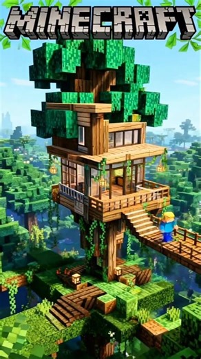 "MINECRAFT : Timelapse building tree house" 👈😱🔨🎮🤩 #shortvideo #minecraft #gaming