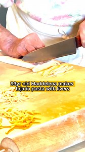Tajarin is the Piemontese name for taglierini - extra thin, long ribbons of pasta. Here 93 year old Maddelena serves them with rabbit livers but you can swap these for more easily found chicken livers. #pasta #freshpasta #homemadepasta | Pasta Grannies