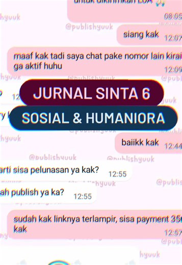 🌷 PUBLIKASI JURNAL SINTA FAST-TRACK ✨ slot publikasi terbatas 🔥 BERBAGAI BIDANG ILMU ✅ Sinta 4 : Ekonomi, Pendidikan, Pengabdian Sinta 5 & 6 : Pendidikan, Hukum, Ekonomi, Kesehatan, Sosial BENEFIT: ✅ editing template ✅ submit ✅ revisi ✅ publish LoA 😍 #jurnal #publikasijurnal #submitjurnal #jurnalsinta #jurnalpendidikan #jasapublikasi #jasapublikasijurnal #publikasiilmiah #publikasiinternasional #publikasijurnalinternational #publikasiindonesia #tipspublikasi #jokijurnalmurah #jokijurnal