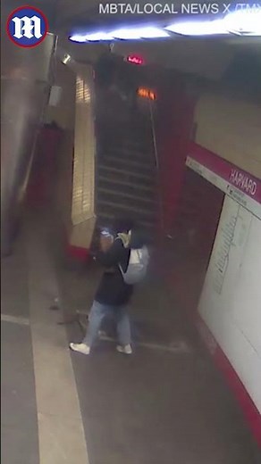 Shocking moment ceiling falls at Harvard subway station