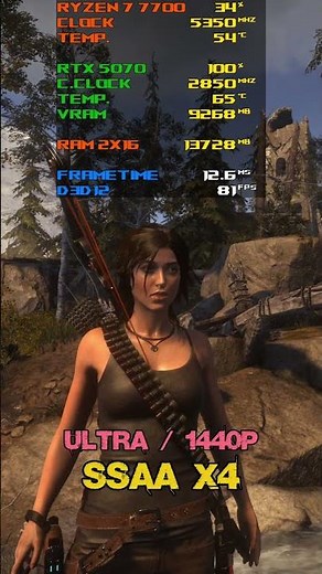 RTX 5070 + Ryzen 7 7700 | Rise of the Tomb Raider 2K Ultra SMAA vs SSAA x4 vs DLSS Quality #rtx5070