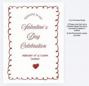 Valentine's Day Welcome Sign Template | Editable Canva Decor (digital Download - Etsy Australia