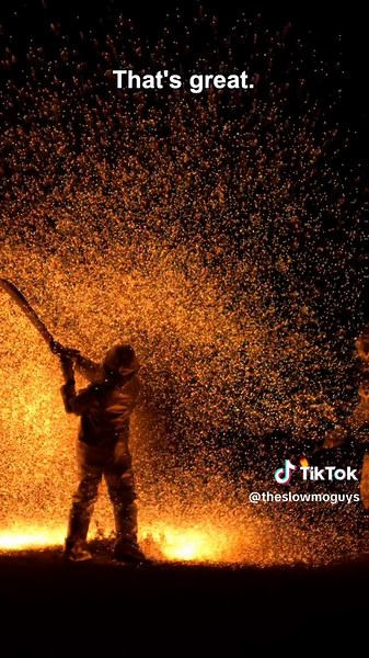 Dan and Gav suit up and kick some molten steel with a cricket bat, shot at 10k FPS. Just your typical Friday night activities. #slowmo #cricket #satisfying