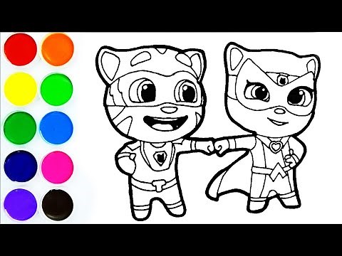 Como Dibujar y Colorear a Super TOM y Super ANGELA - Talking Tom Heroes - Dibujo Facil