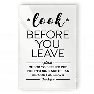 Reilly Originals 4x6 Inch Help Keep Toilet Sink Clean, Look Before you Leave Designer Sign ~ Ready to Stick, Lean or Frame