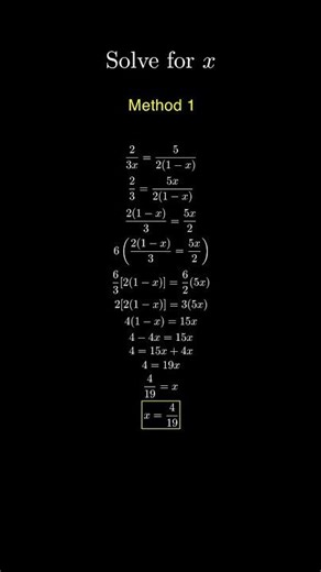 Solve for x in an equation with fractions #mathexercise #algebraicfractions #algebra #fractions