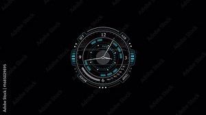 Futuristic Digital Clock HUD Interface with Animated Time and Day Display