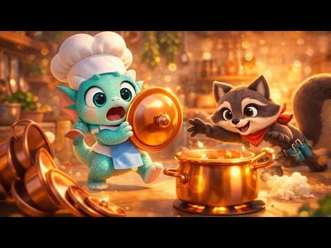 Fire‑Puff Feast Fiasco! 🐉🦝 Funny Kitchen Rival Chase | Tiny Dragon Chef vs Hungry Raccoon 😂