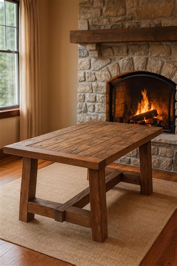 Rustic Oak Farmhouse Dining Table: Handmade Trestle Table, Custom Order Table - Etsy Canada