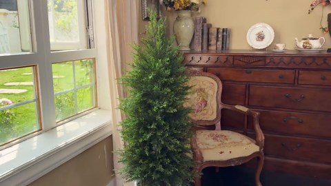 Vitalismo 4 ft. Artificial Cedar Topiary Trees, Faux Cypress Tree, Fake Cypress Tree in Pot for Indoor/Outdoor Decor (Set of 2) MDOHK0051GLGRN