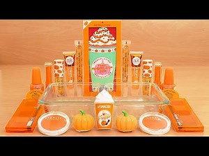 Orange Slime ASMR - Mixing Makeup Eyeshadow Into Slime!