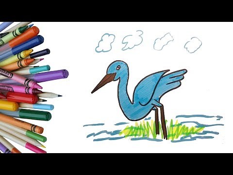 How to Draw a Heron Step by Step For KIDS | Easy Heron Drawing | Easy Peasy Drawing