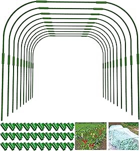 Garden Hoops for Raised beds, 10 Sets DIY Rust-Free Garden Tunnel 32.3"x 32.3" Greenhouse Hoops for Row Cover Garden Netting, Reuseable Plastic-Coated Steel Grow Tunnel Support Frame