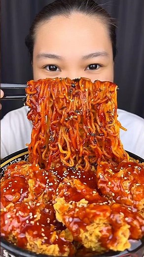 asmr spicy ramen noodles mukbang drumsticks #asmr #eating #noodles