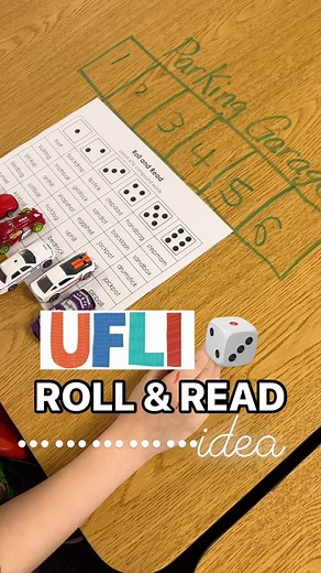 Carly Robertson | Education Resources & Ideas on Instagram: "Beep Beep!🚗 🎲Another idea for you to add to your arsenal of UFLI Roll and Read ideas! To play: 🩷Each player gets a roll and read mat and places a car at the bottom of each column. Don’t have enough cars? Place students in pairs and give each 3 cars. One person will read the words in columns 1-3 and the other 4-6. 💛Players will need to draw a parking garage with dry erase marker on their desk/table or you