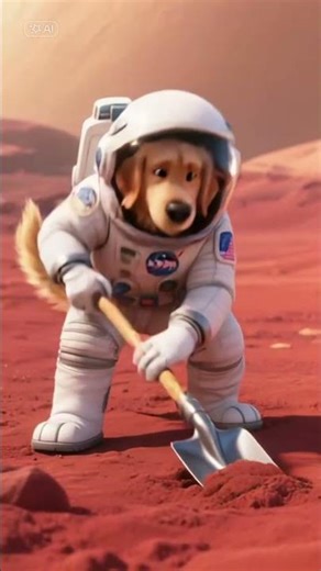 golden retriever Landing in the mars planet and planting tree#cute#cat#shorts