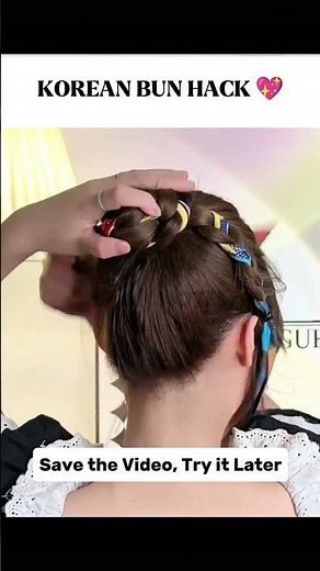 Easy Bun Hairstyle Tutorial 💖 | Korean Hair Bun for Long Hair #Shorts #hairstyle #hairtutorial