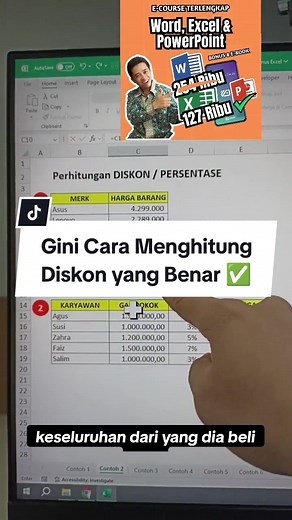 Cara menghitung diskon sederhana pada contoh soal tes masuk kerja ✍️ #belajarkomputerdarinol #belajarexcel #tutorialexcel #tipsexcel #trikexcel #LIVEhighlights #TikTokLIVE #LIVE