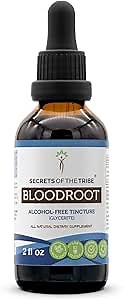 Secrets of the Tribe Bloodroot Alcohol-Free Tincture Extract, Responsibly farmed Bloodroot (Sanguinaria Canadensis) Dried Root (2 fl oz)