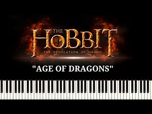 HOBBIT 2 DESOLATION OF SMAUG - "Age of Dragons" Theme Piano Synthesia Tutorial + PDF SHEET MUSIC