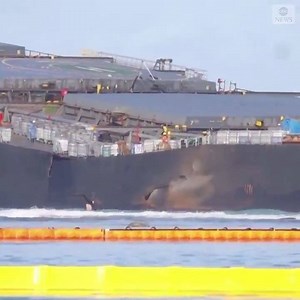 20K views · 392 reactions | CLEAN UP UNDERWAY: Volunteers used booms and husks from sugar cane factories to attempt to soak up the oil spill off Mauritius. Almost all the remaining oil has been pumped from the ship that ran aground, but its initial spill has severely damaged coral reefs and the coast. https://abcn.ws/2E5x9rG | ABC World News Tonight with David Muir | Facebook
