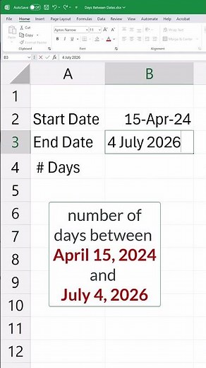 Number of Days between Dates in Excel or Google Sheets #excel #finance