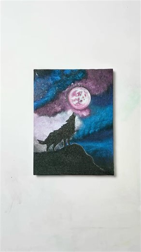 The Lone Wolf | Acrylic Painting Therapy #canvaspainting #minipainting #howtopaint #shorts