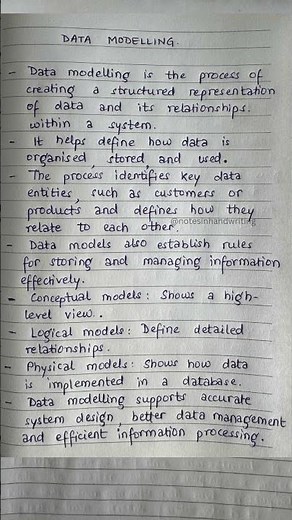 Data Modelling Quick Notes