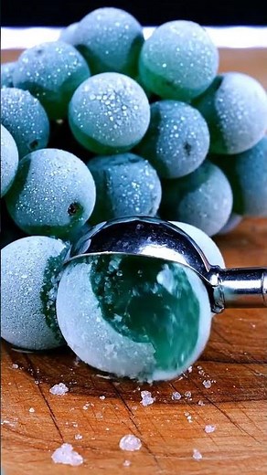 Satisfying ASMR | Green Grape Bunches Scooping | loud crunching