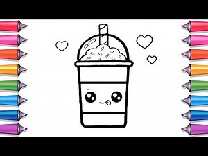 How to draw a cute cup drink smoothie step by step - SUPER EASY